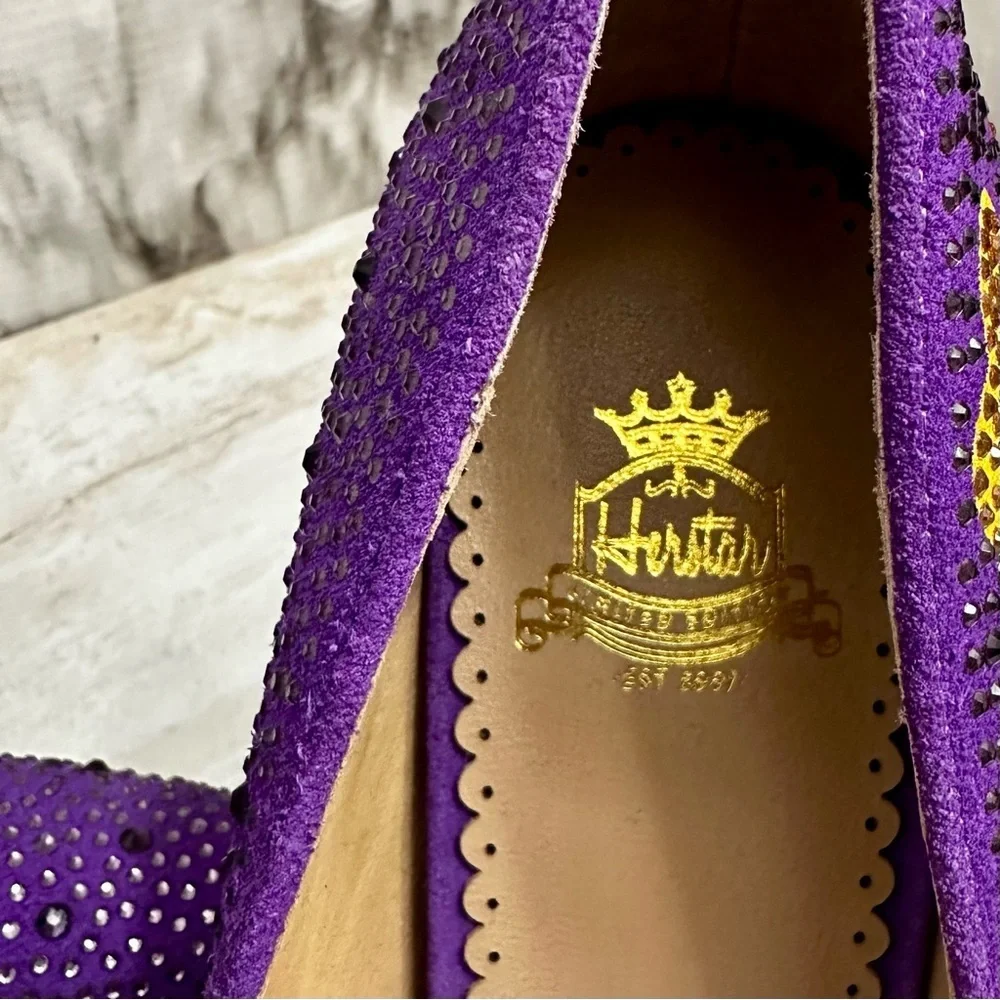 Herstar Women Sz 9 LSU Tigers Crystal Heels Pumps Shoes Purple Gold Glitter Glam